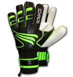 Ichnos black green finger saver protection goalkeeper gloves adult size