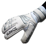 Football finger protective goalkeeper gloves White Silver