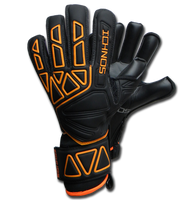 ichnos junior kids children size black orange finger save protection football goalkeeper gloves