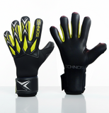 ICHNOS Defract Goalkeeper Gloves - Negative cut Fingersave, Black & Fluo Green
