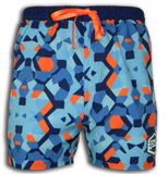 Front view of ICHNOS men’s quick-dry printed swim shorts – Ocean Blue Seaglass