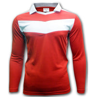 Ichnos team kit jersey red white chevron football soccer shirt long sleeves