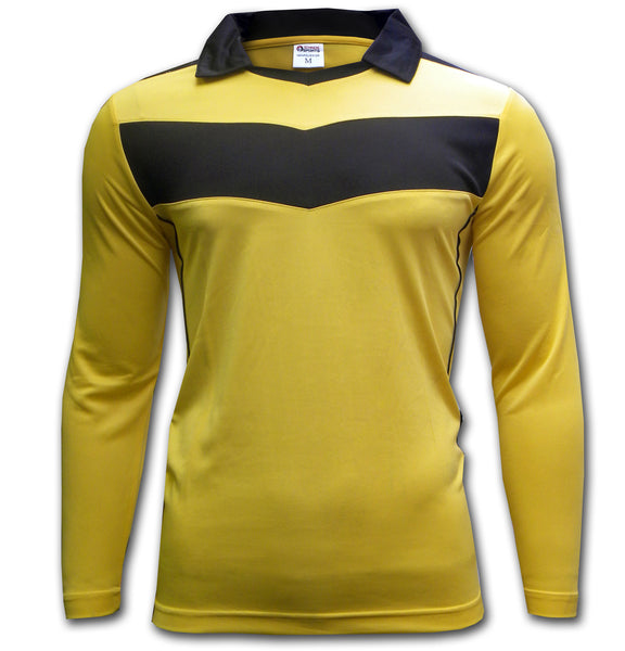 ichnos yellow black chevron soccer team kit jersey football long sleeves shirt