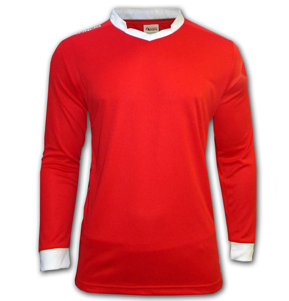 ichnos red white team kit adult size polyester football shirt long sleeves