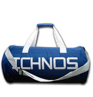ichnos blue white ripstop polyester gym travel sport bag with handles