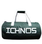 Ichnos dark green white sport travel duffle bag with handles