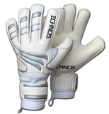 Ichnos white black silver finger saver protection football adult goalkeeper gloves
