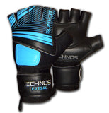 ichnos black blue cropped fingers adult size futsal goalkeeper gloves