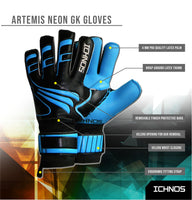 Ichnos Artemis Finger Saver football Goalkeeper Gloves Senior Neon Blue