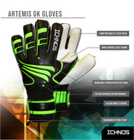 Ichnos Artemis Finger Saver football Goalkeeper Gloves Senior Black Green