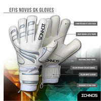 Ichnos Efis Evo football finger saver goalkeeper gloves Senior White Silver